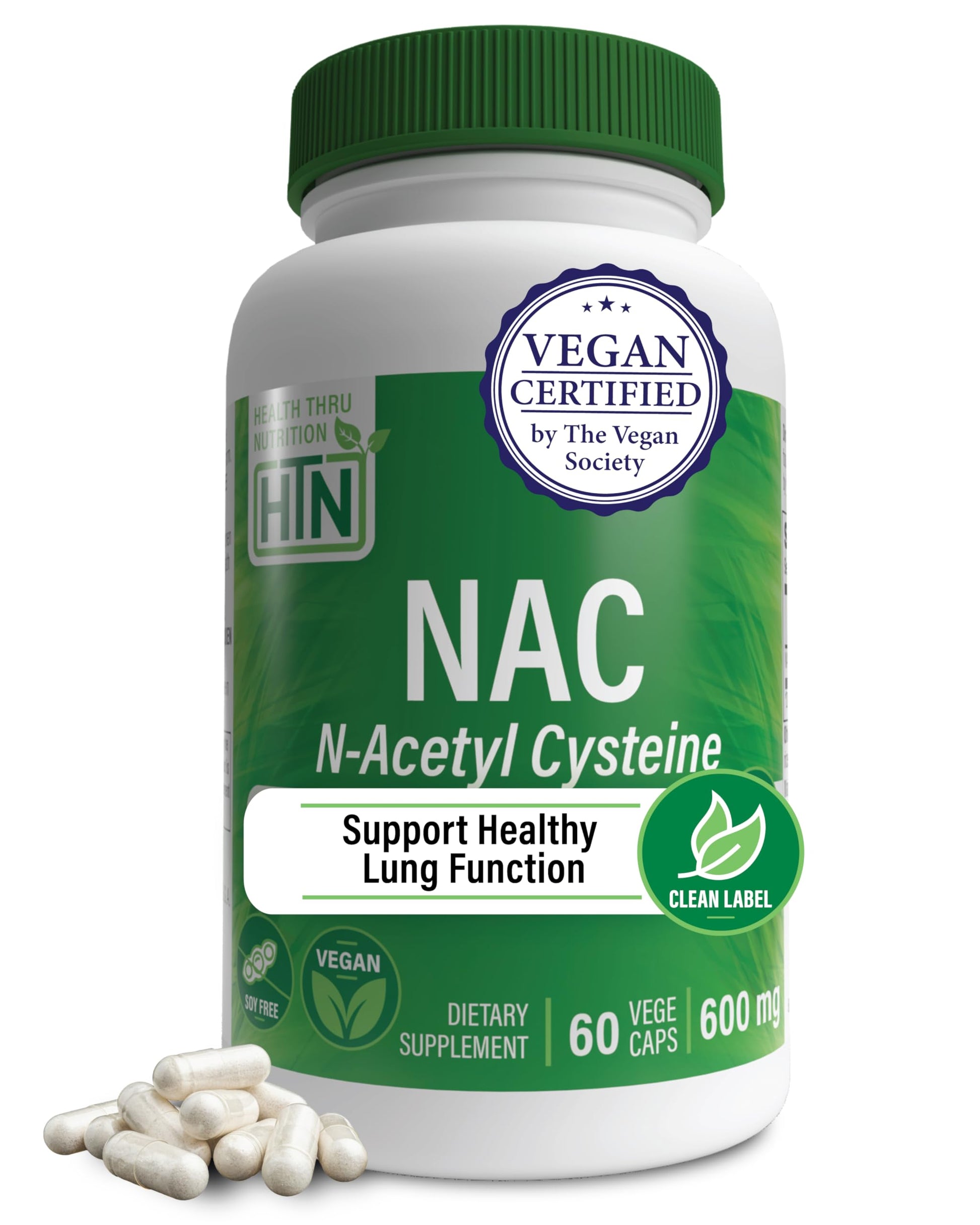 Health Thru Nutrition NAC N-Acetyl-Cysteine 600mg Capsules, 60 Capsules