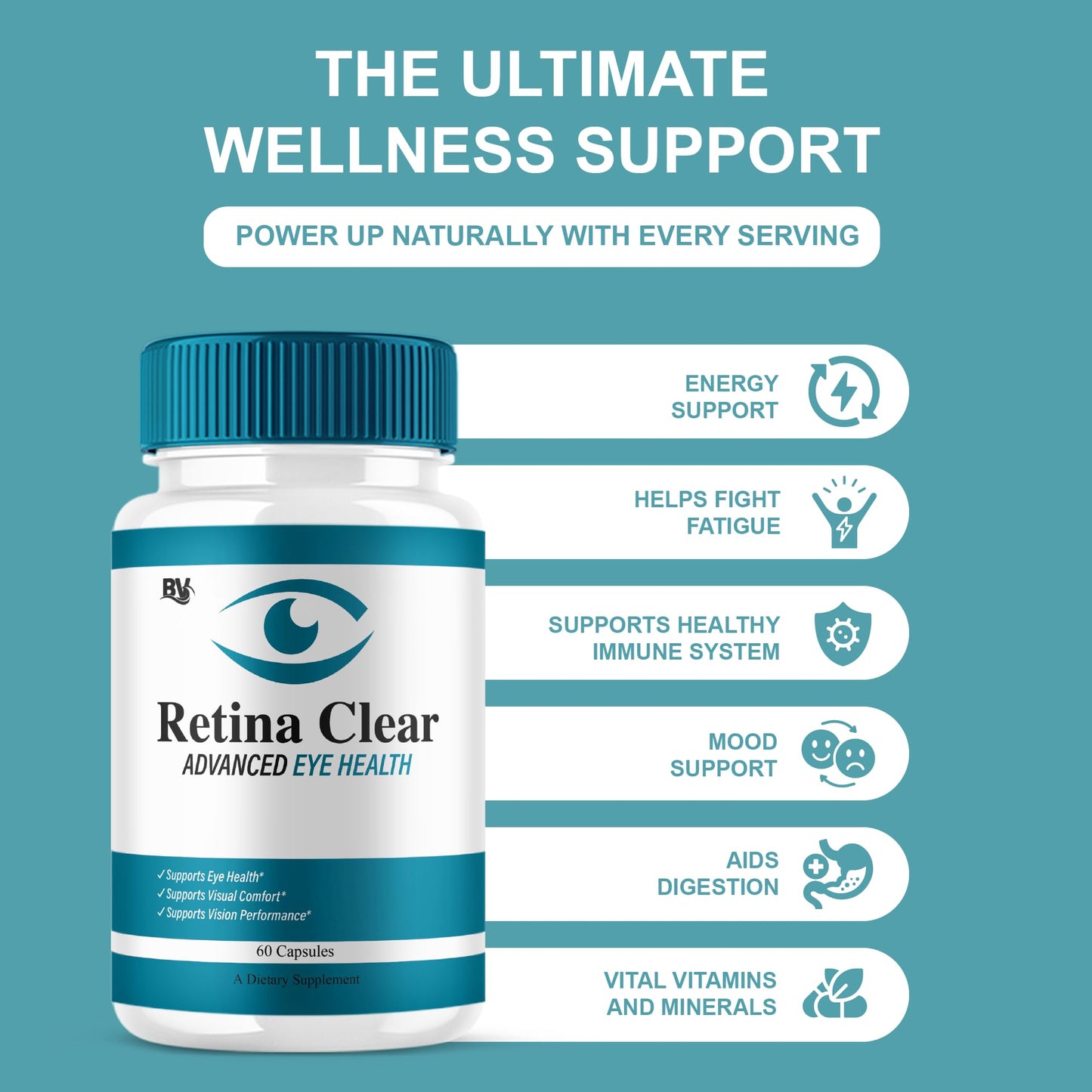 BLUE VIBE Retina Clear Advanced Eye Support Health Supplement Capsules 300