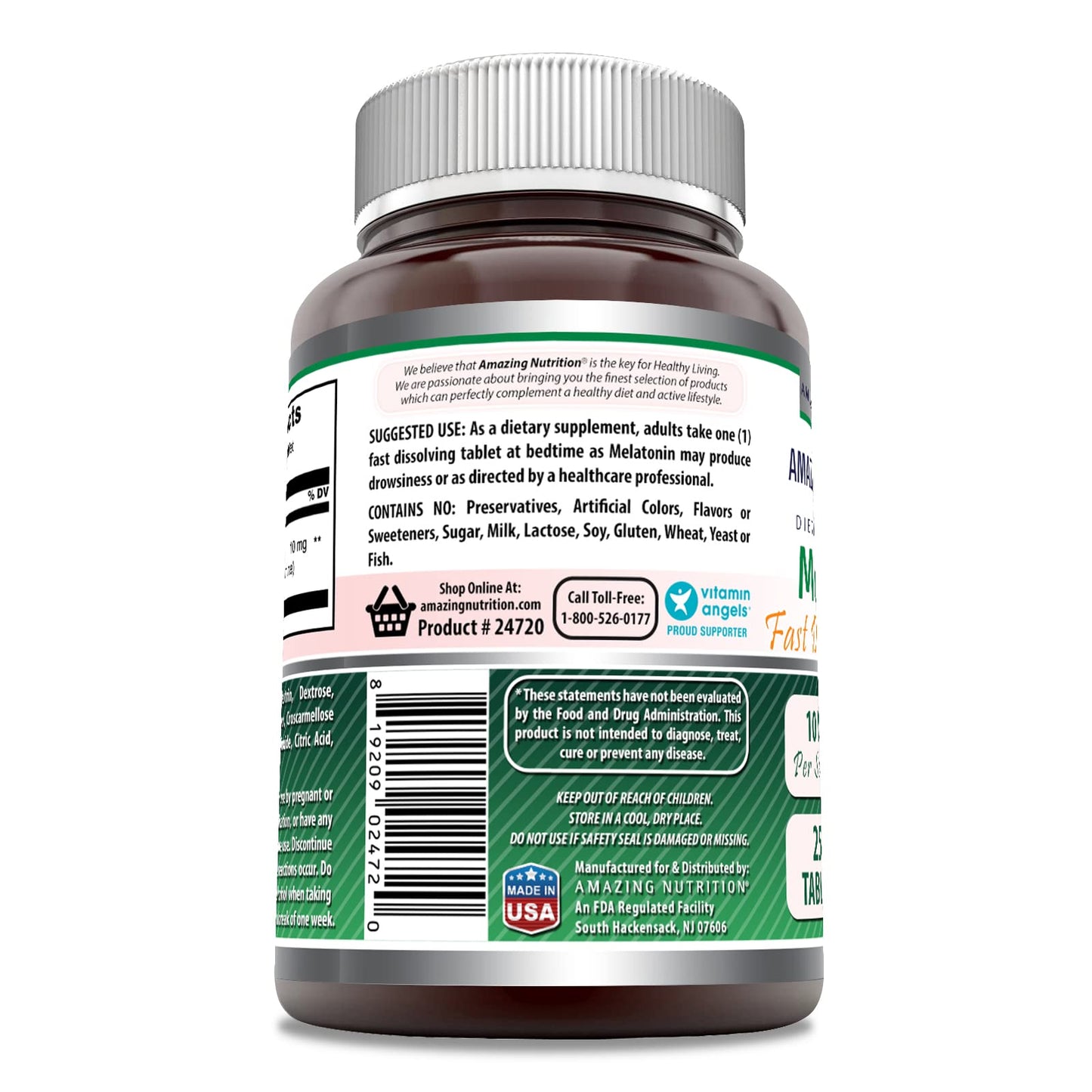 Amazing Nutrition Melatonin 10 mg Fast Dissolving Tablets, 250 Count