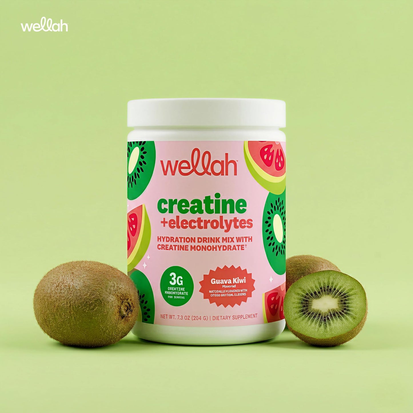 Wellah Creatine + Electrolytes Powder (Guava Kiwi), 7.3 Ounce