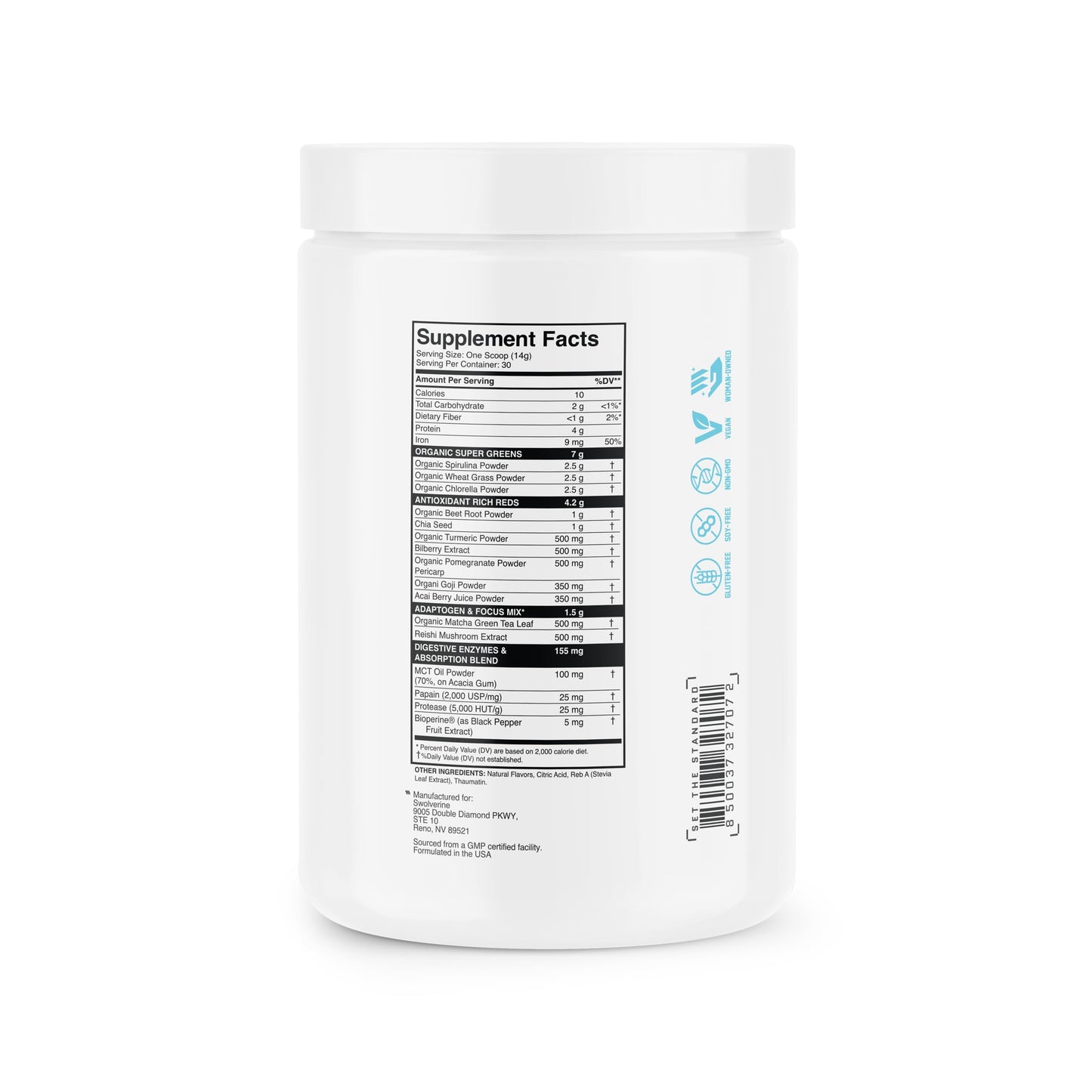 Swolverine Greens & Reds Powder, 14.82 oz