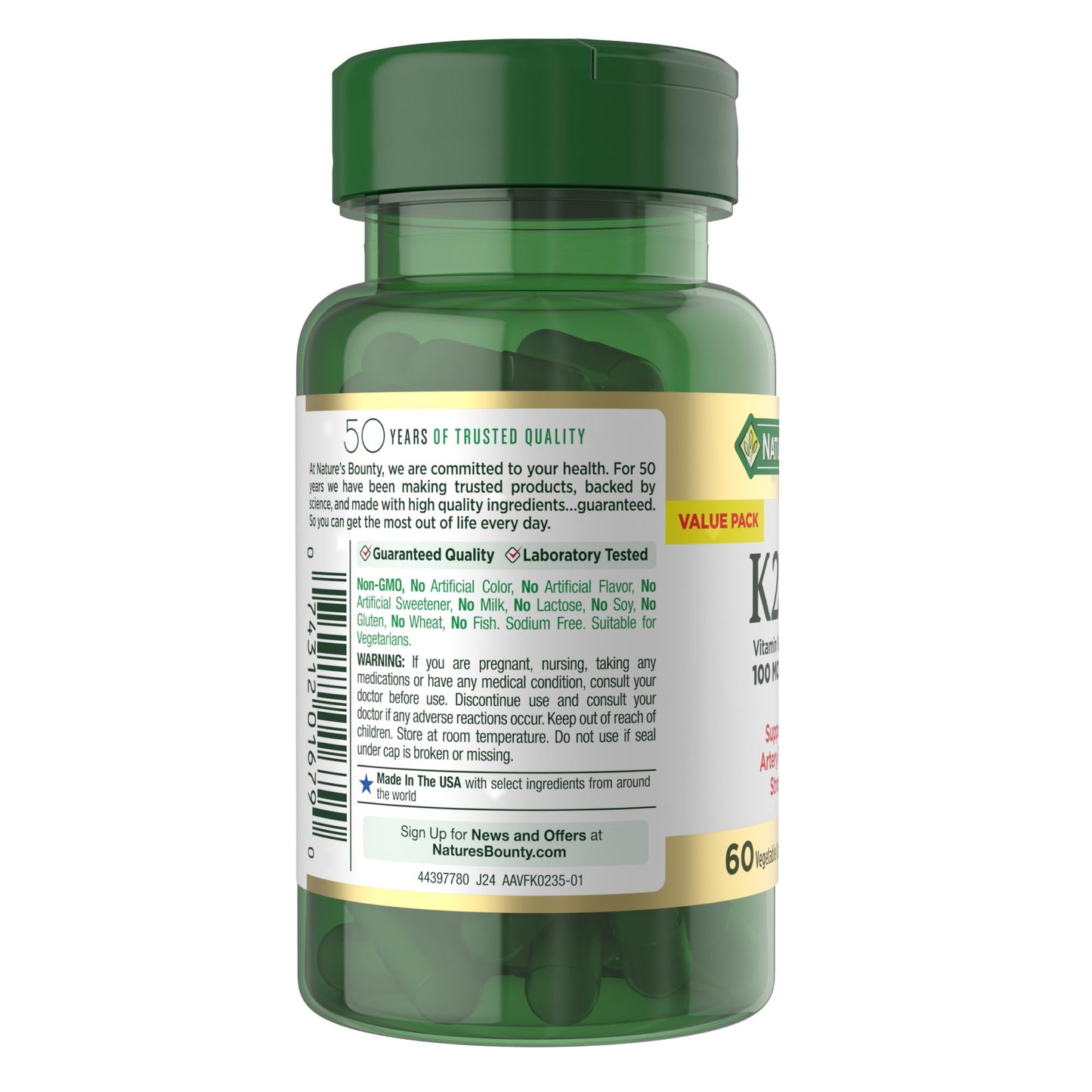 Nature's Bounty Vitamin D3 K2 Supplement Capsule, 60 Capsules