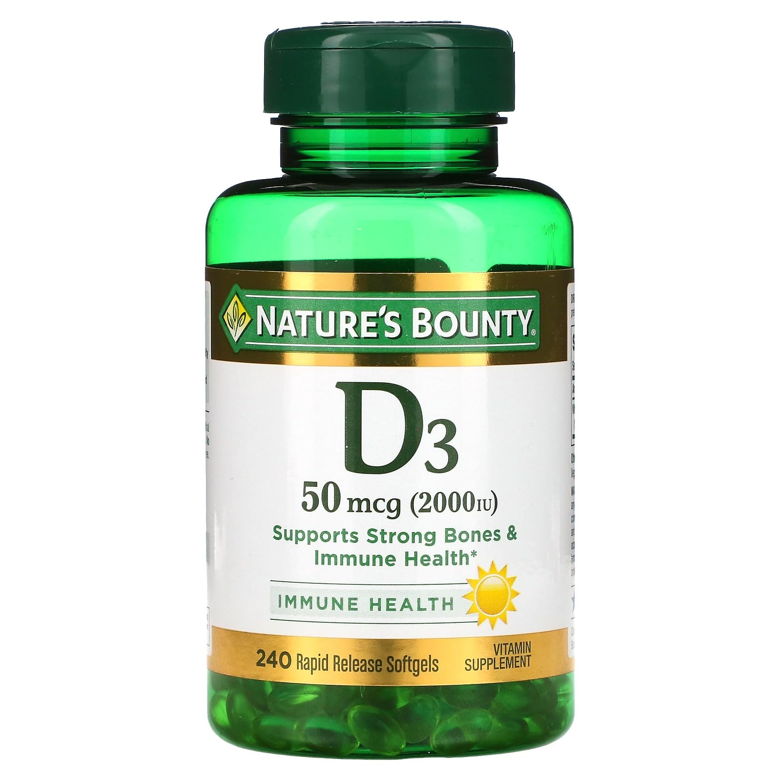 Nature's Bounty Vitamin D3 2000 IU Softgels, 480 Softgels