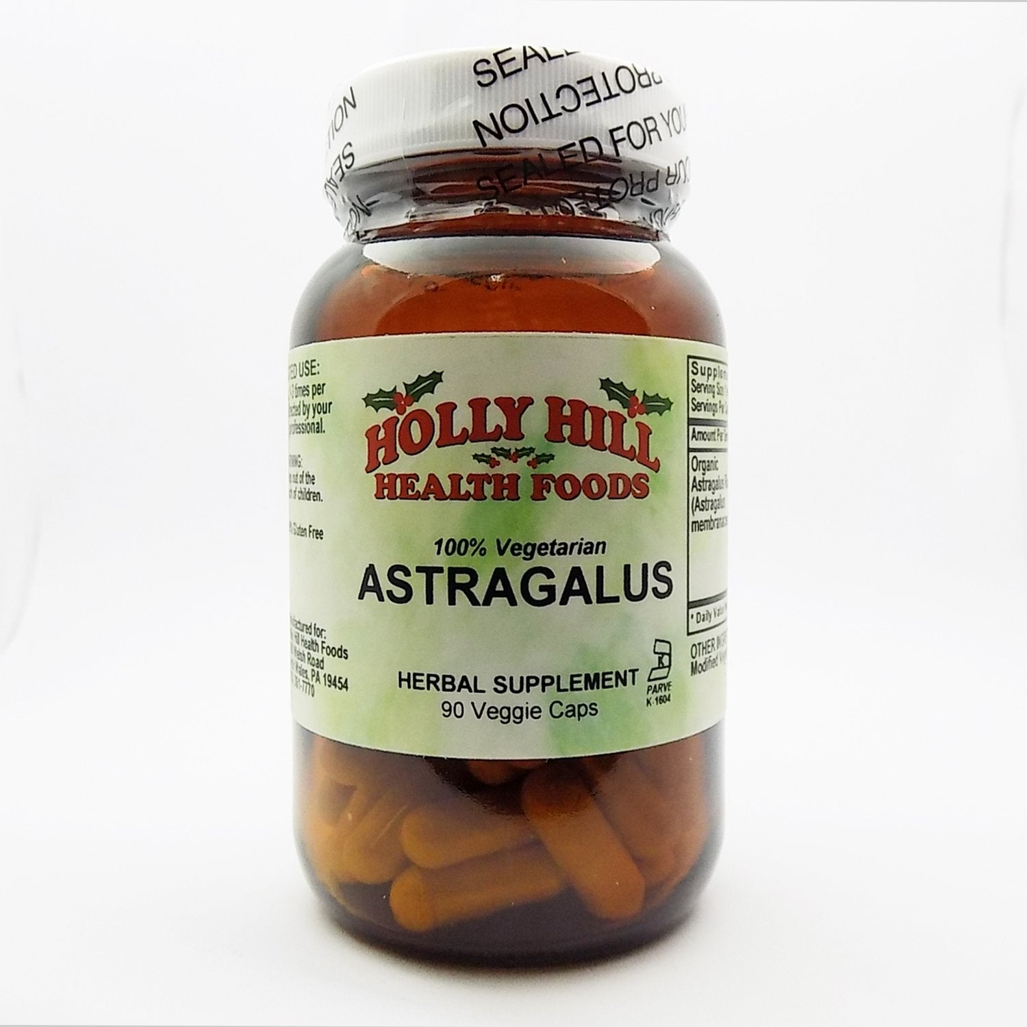 Holly Hill Health Foods 100% Vegetarian Astragalus Capsules 90 Count