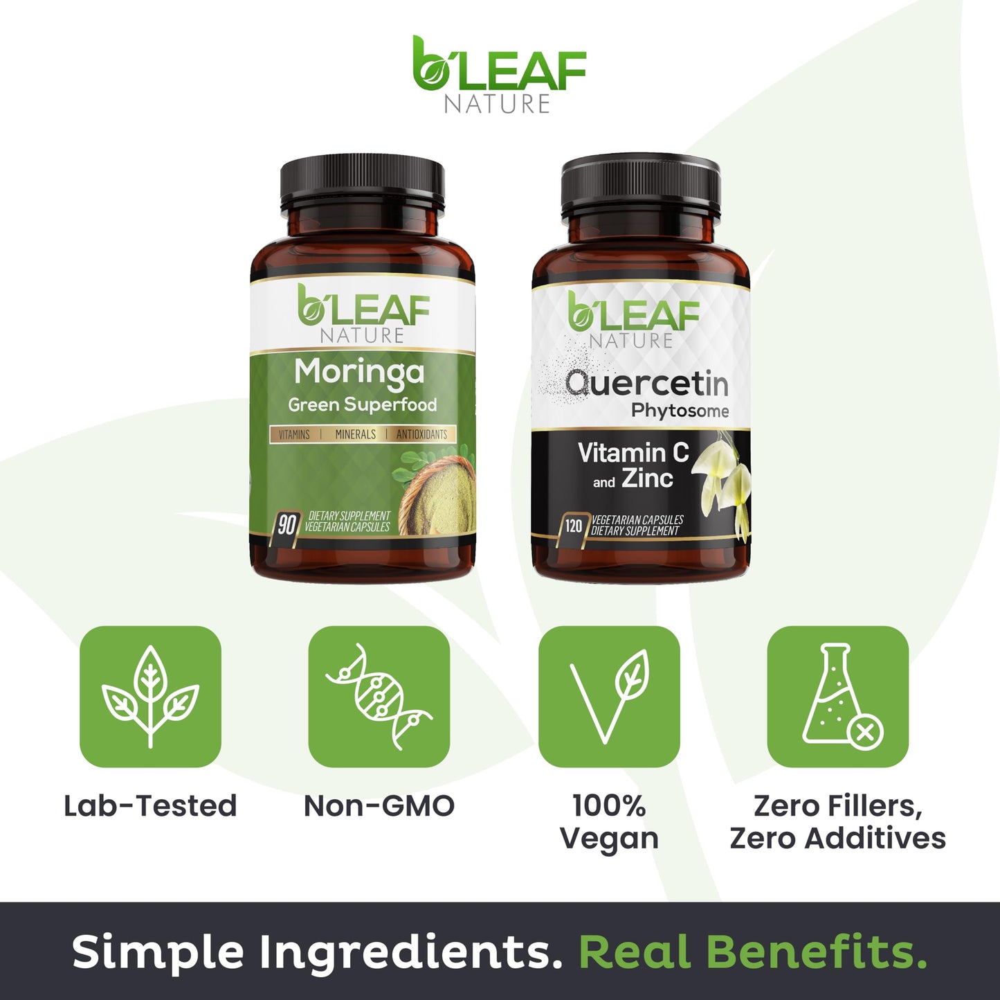 B'LEAF NATURE Moringa and Quercetin Bundle Capsules 210