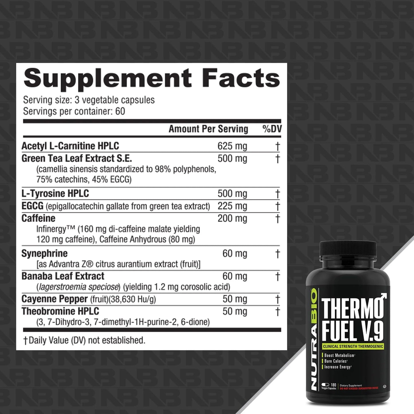 NutraBio ThermoFuel for Men and Women Capsules 180 Count