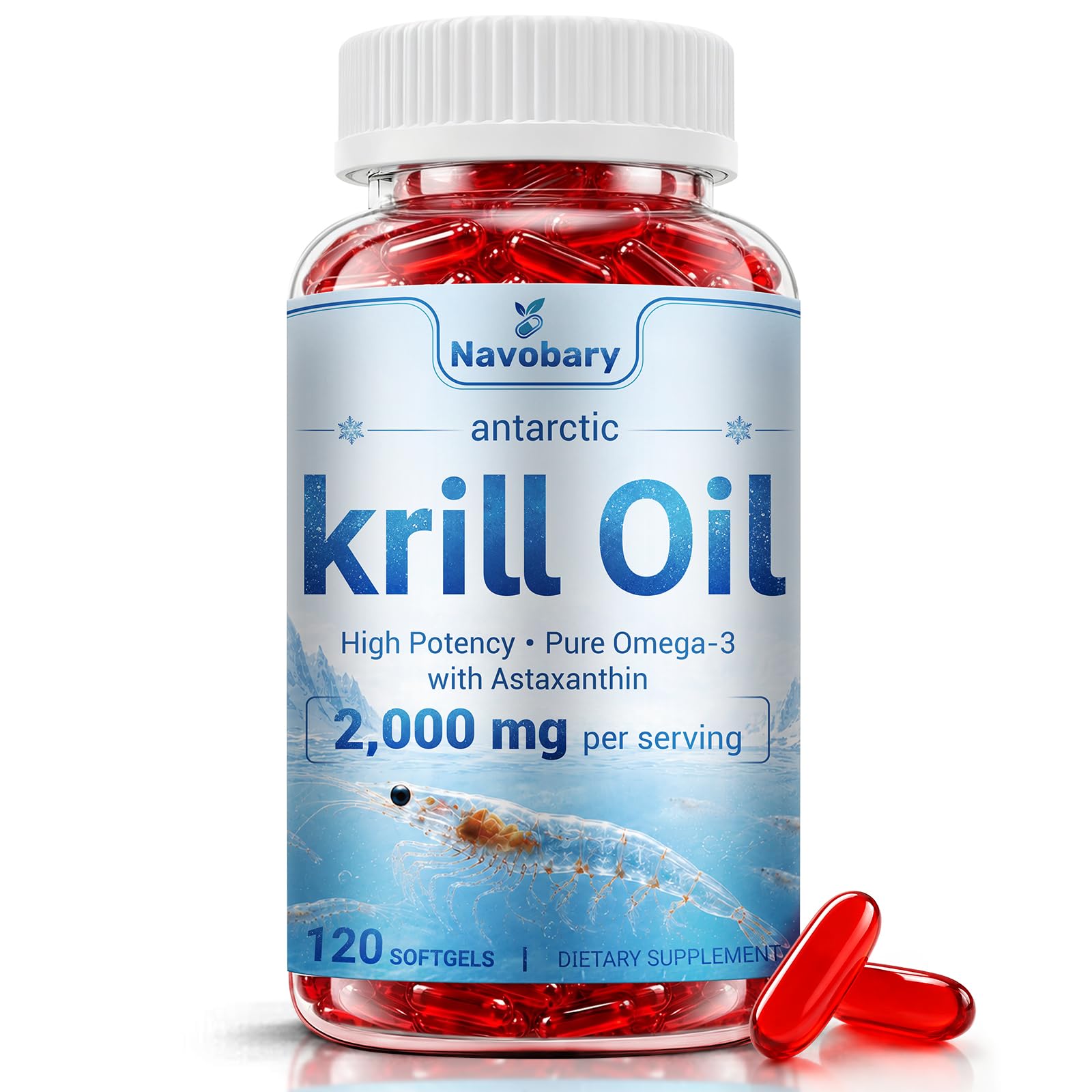 Navobary Antarctic Krill Oil 1000mg Softgel 120 Count