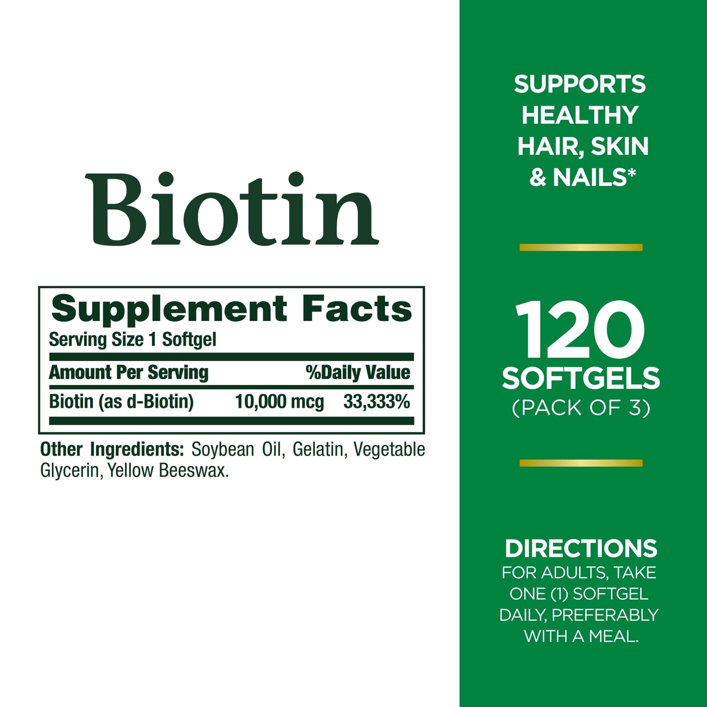 Nature's Bounty Biotin Hair Skin and Nails Vitamins Softgel 720