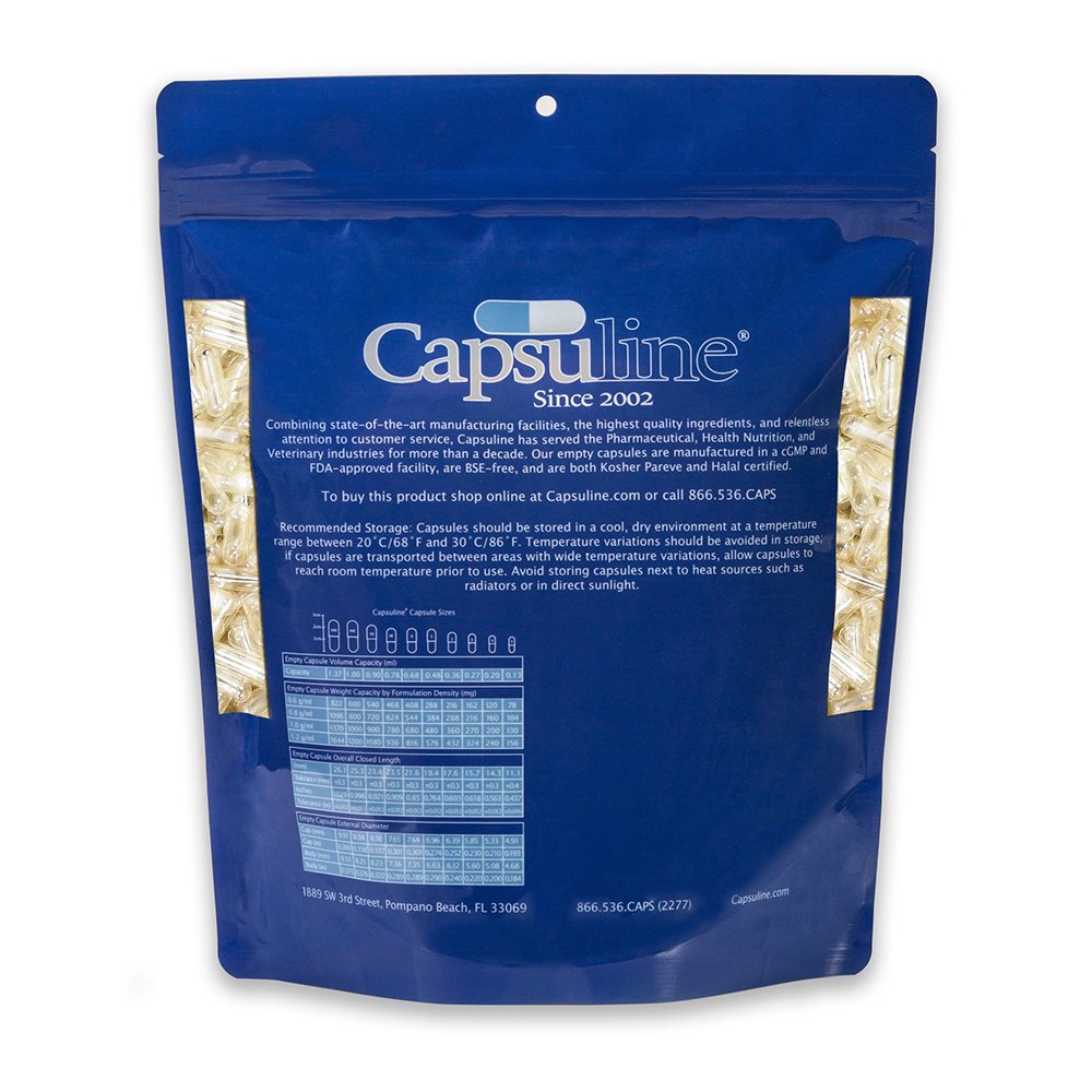Capsuline Clear Empty Vegetarian Capsules 5000 Count