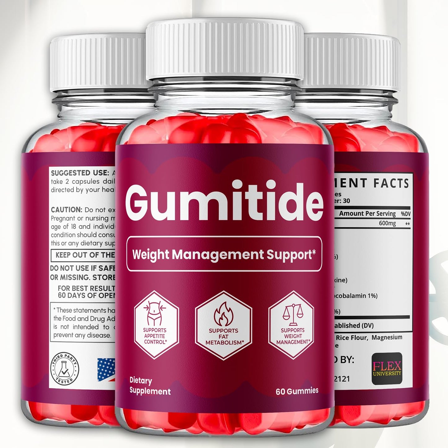 Flex University Gumitide Gummies, 180 Gummies