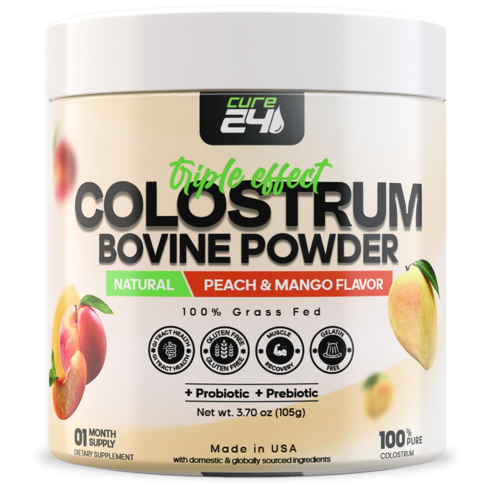 Cure24 Bovine Colostrum X3 Supplement Powder 3.17 oz
