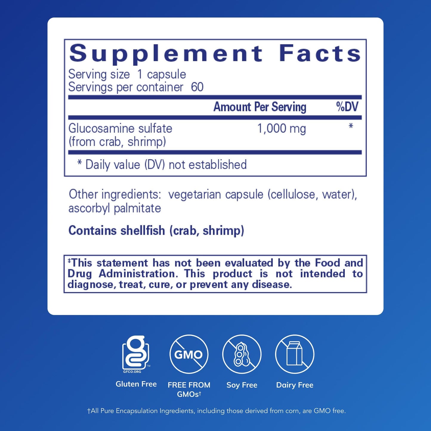 Pure Encapsulations Glucosamine Sulfate 1,000 mg Capsules 60 Capsules