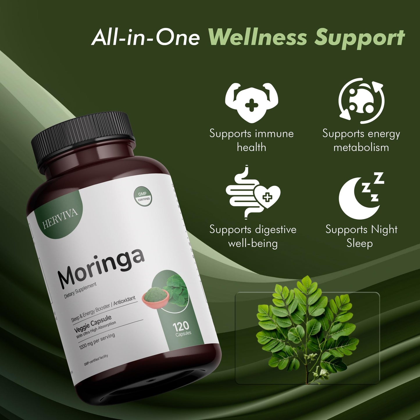 HERVIVA Moringa Capsules 120 Count
