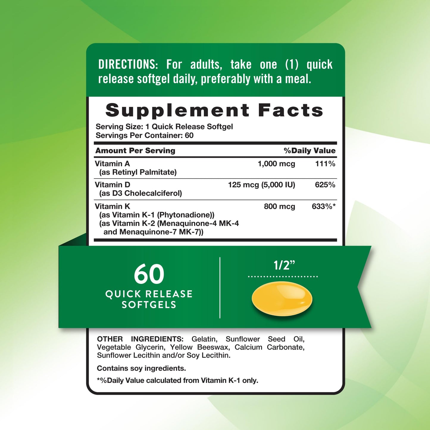 Nature's Truth Vitamin ADK Softgels 60-Count