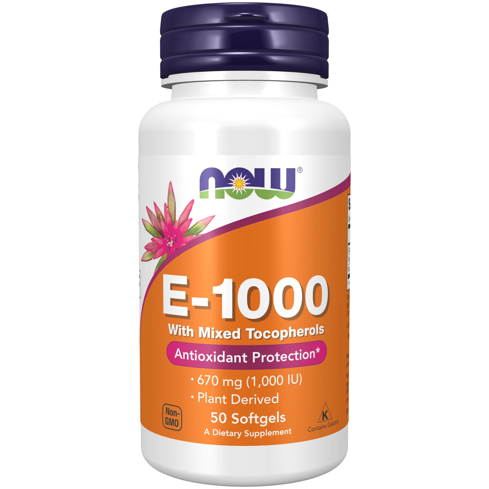 NOW Foods Vitamin E-1,000 IU Mixed Tocopherols Softgels, 50 Count