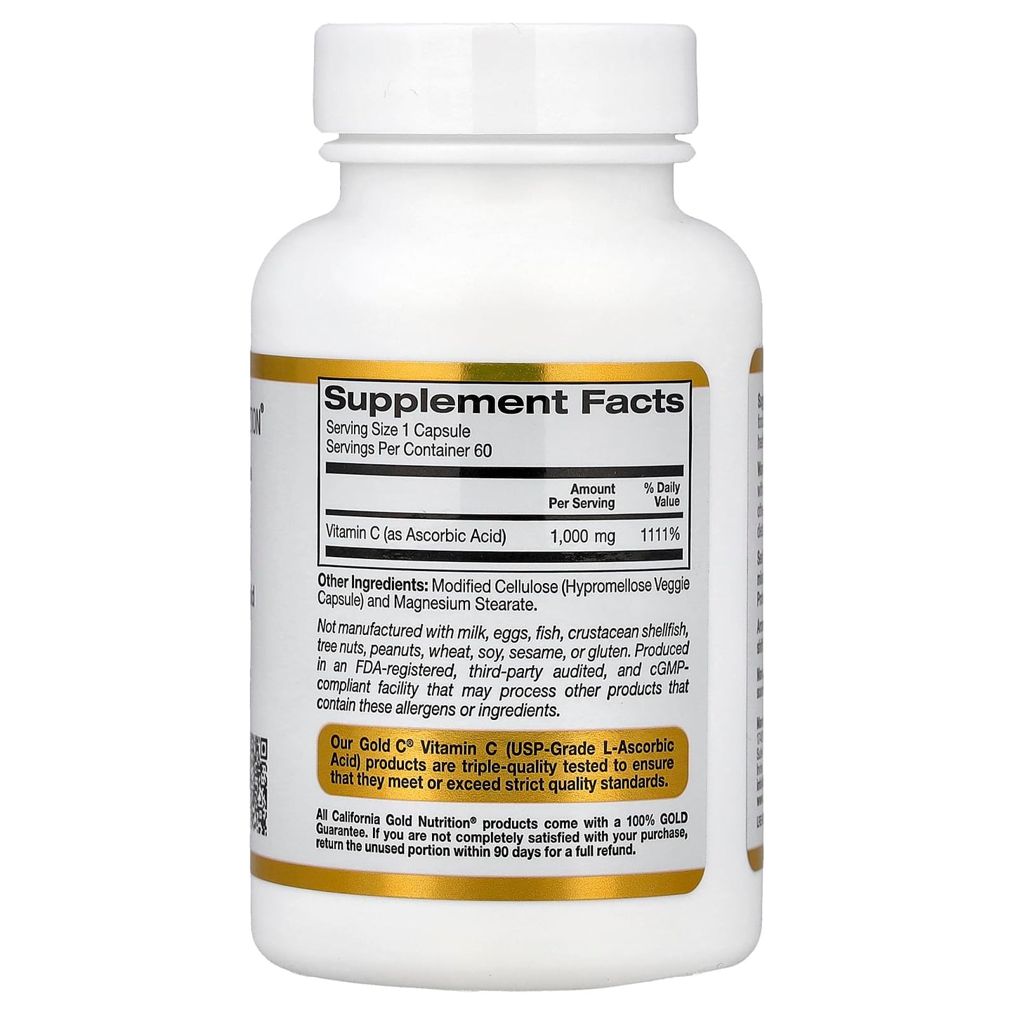 California Gold Nutrition Vitamin C 1000 mg Veggie Capsules, 60 Count