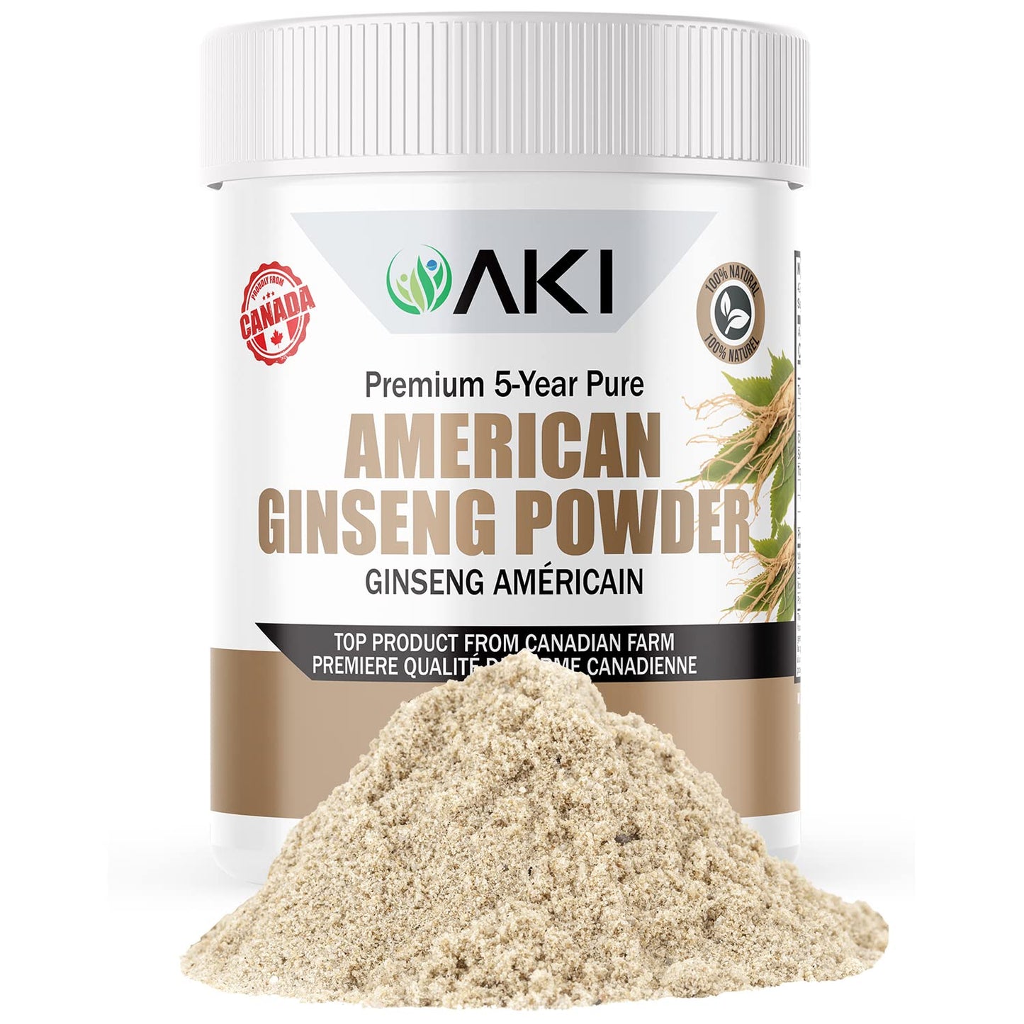 AKI American Ginseng Powder with 4% Ginsenosides 1.5 oz