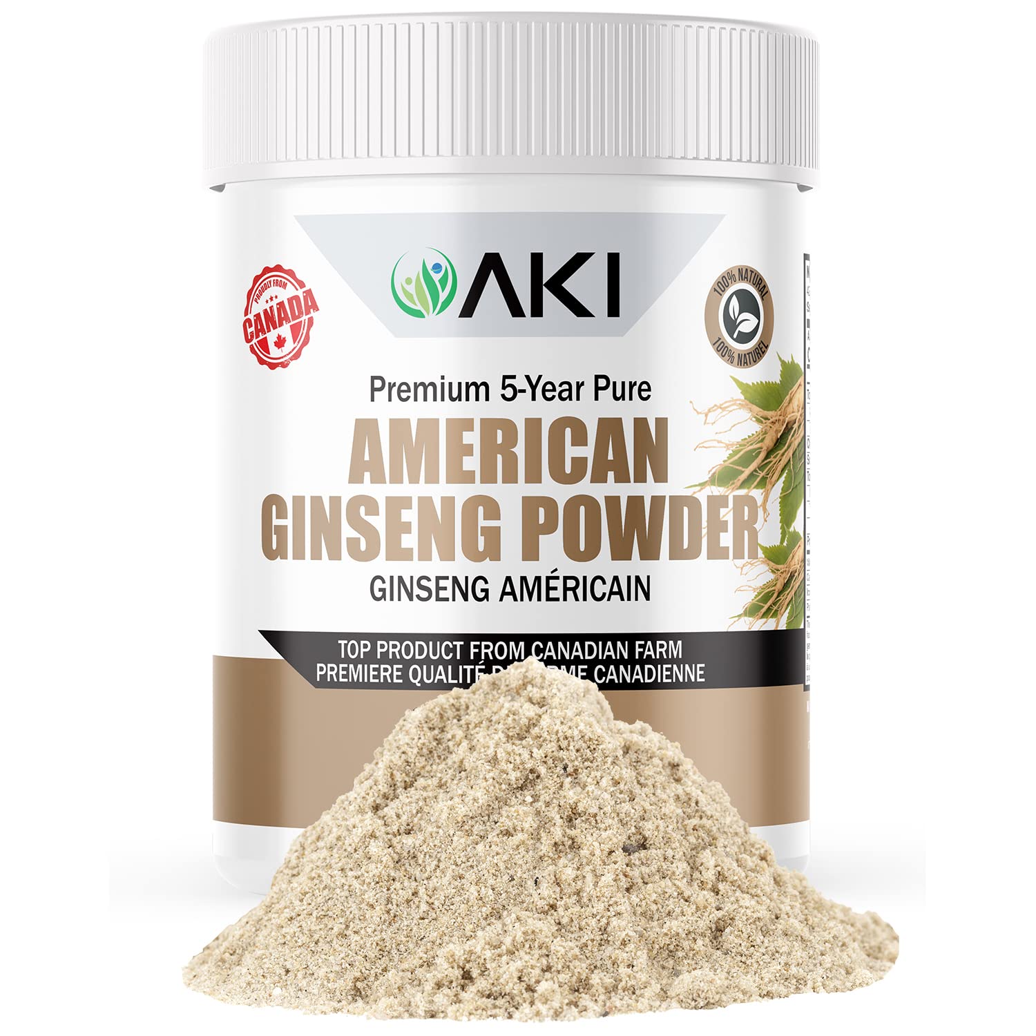 AKI American Ginseng Powder with 4% Ginsenosides 1.5 oz