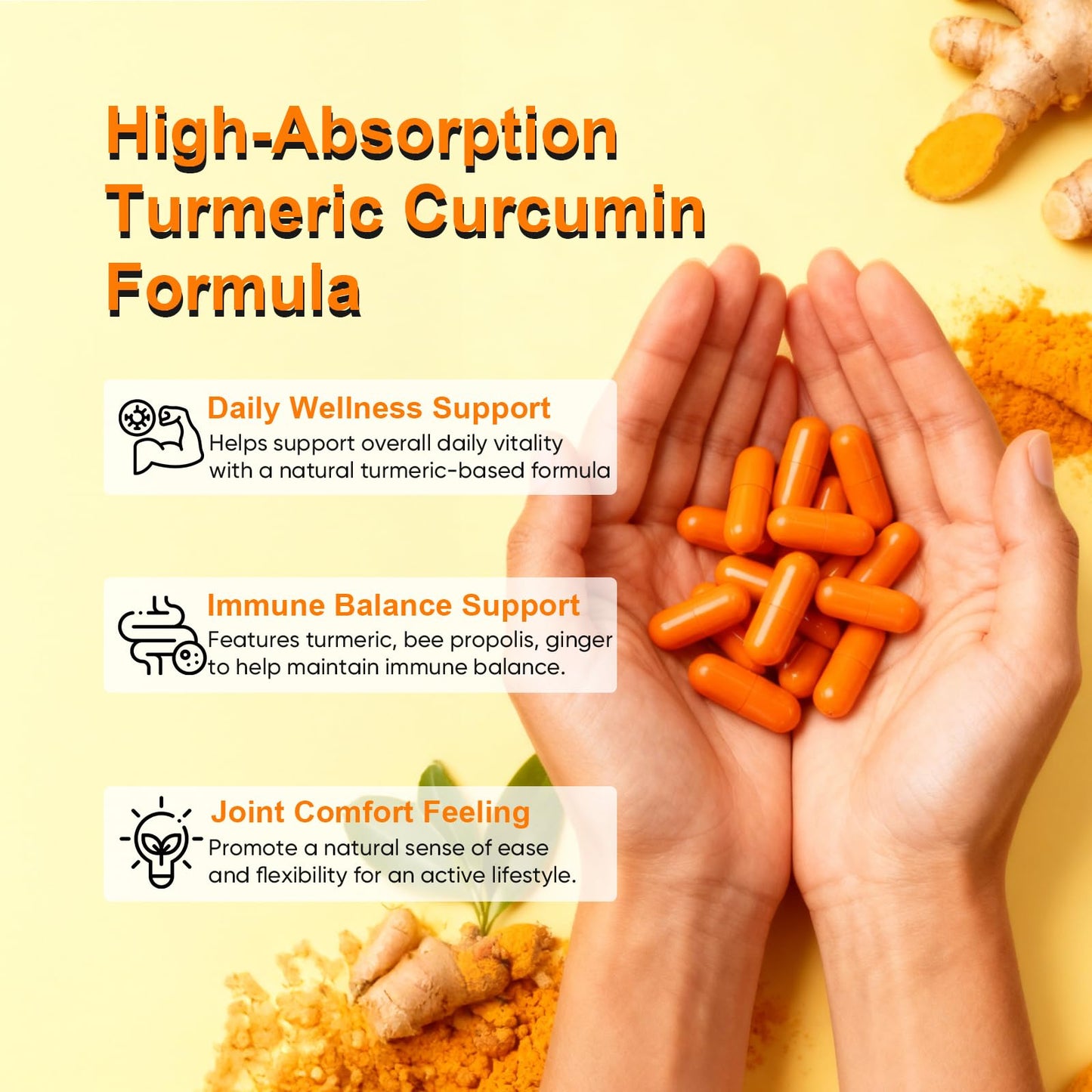 TOGOLIUN Turmeric Curcumin Supplement 1000mg – 95% Curcuminoids with Ginger, Bee Propolis, Black Pepper, MCT Oil – High Absorption Formula for Wellness & Immune Support, 120 Capsules