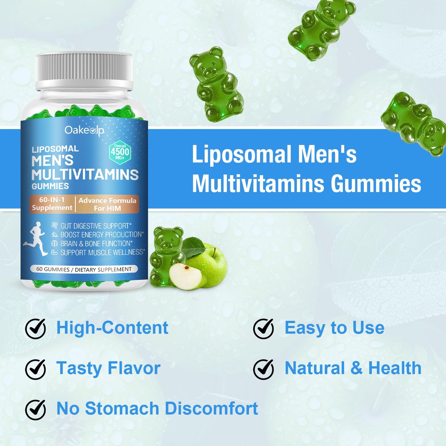 Oakevlp Liposomal Methylated Multivitamin 60-IN-1 for Men Gummy 120 Gummies