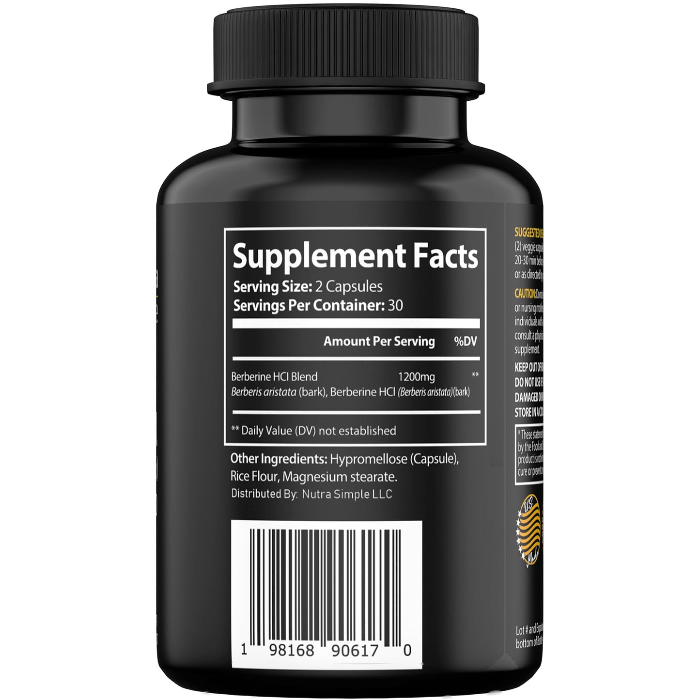 Nutra Simple Berberine HCl 1200mg Capsule, 60 Count