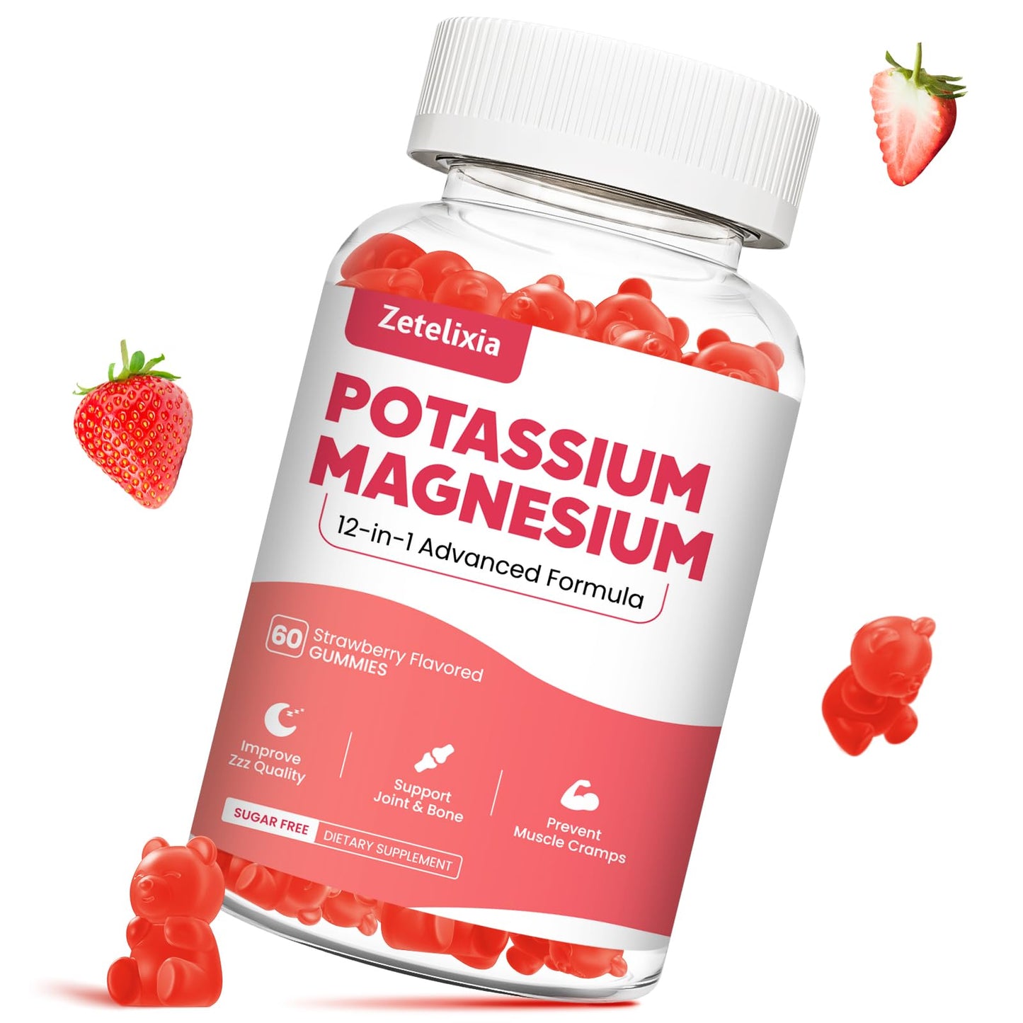 Zetelixia Potassium Magnesium Supplement Gummies, 60 Count