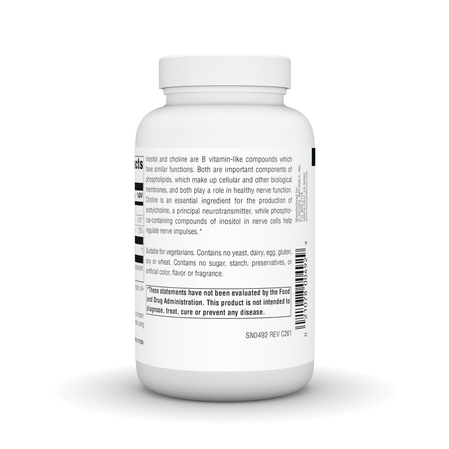 Source Naturals Inositol & Choline 800 mg Tablet, 100 Tablets