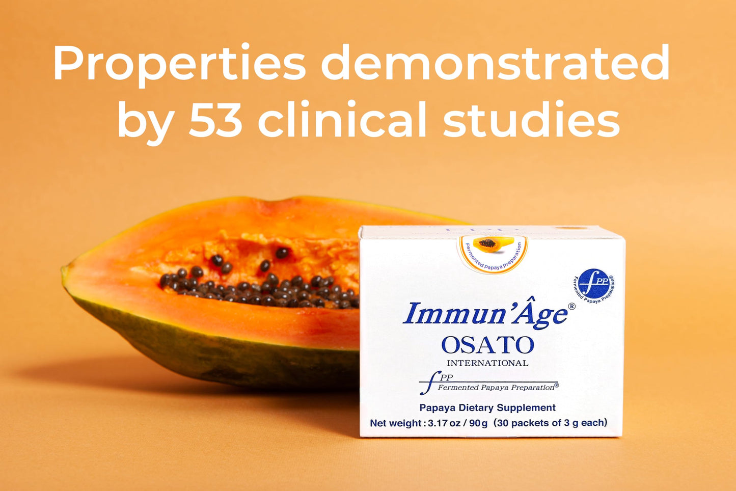 Immun age 3-Month Supply NRF2 Activator & Immune Support, Antioxidant, Cellular Energy Production Supplement - 100% Japanese Fermented Papaya Powder Packets, 90 Packets