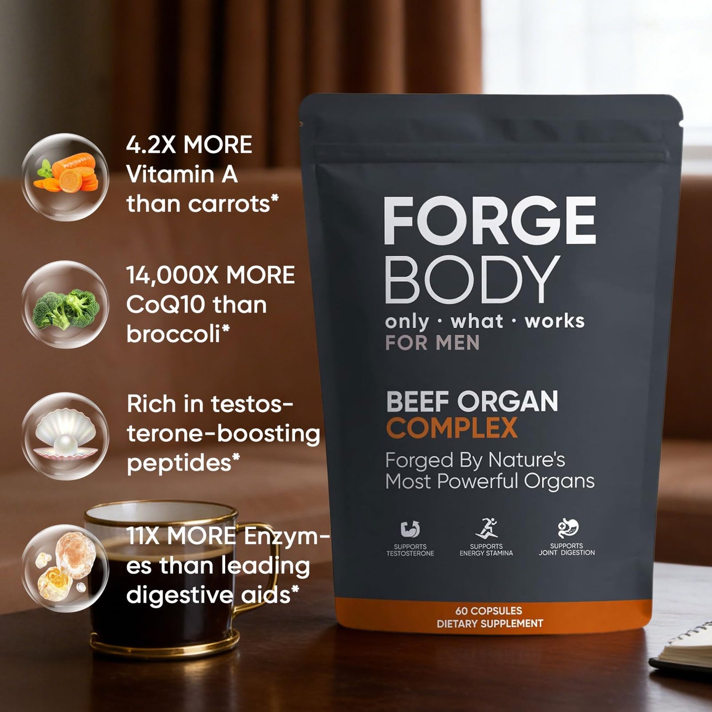 KXVUDE Beef Organ Complex Capsules, 60 Count