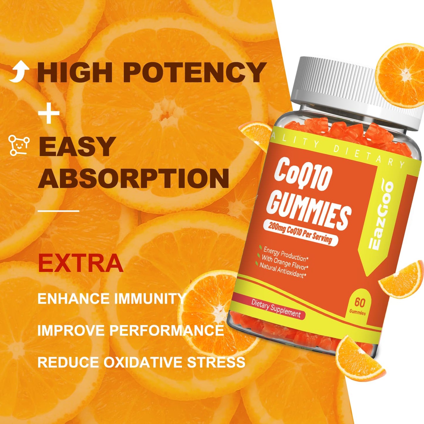 EAZGOO CoQ10 Gummies 200mg, 60 Gummies