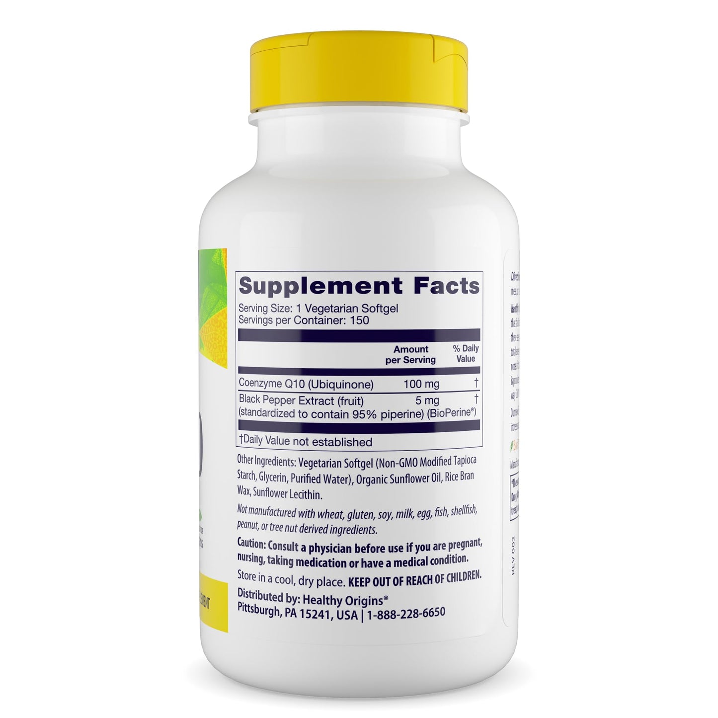 Healthy Origins CoQ10 100 mg + BioPerine Softgels, 150