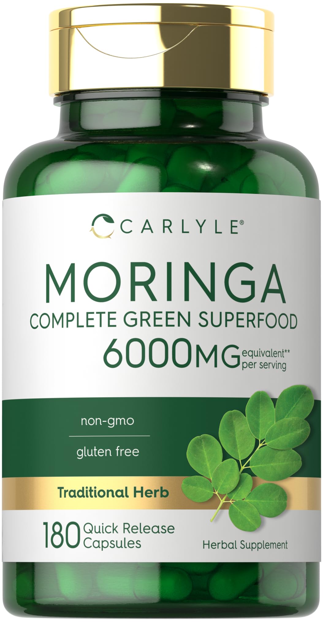 Carlyle Moringa Oleifera Supplement Capsules 180 Count