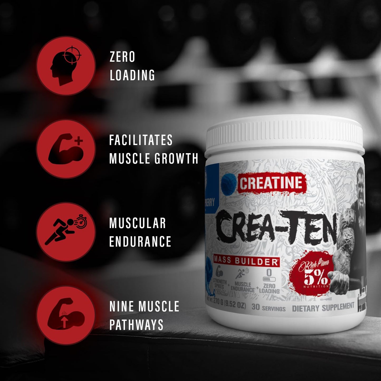 5% Nutrition CreaTEN Creatine Complex + Accelerators Powder 7.94 Ounce