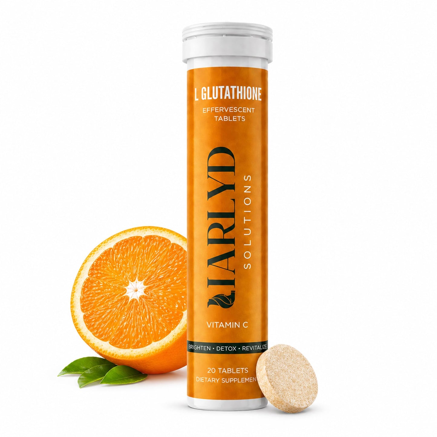 HARLYD SOLUTIONS L-Glutathione Effervescent Tablets with Vitamin C, Orange Flavor, 20 Tablets