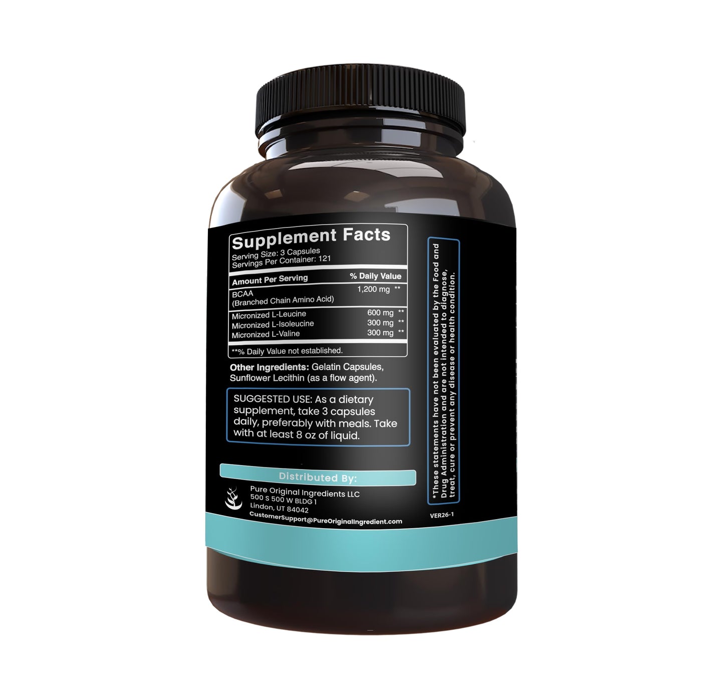 Pure Original Ingredients BCAA Capsules 365