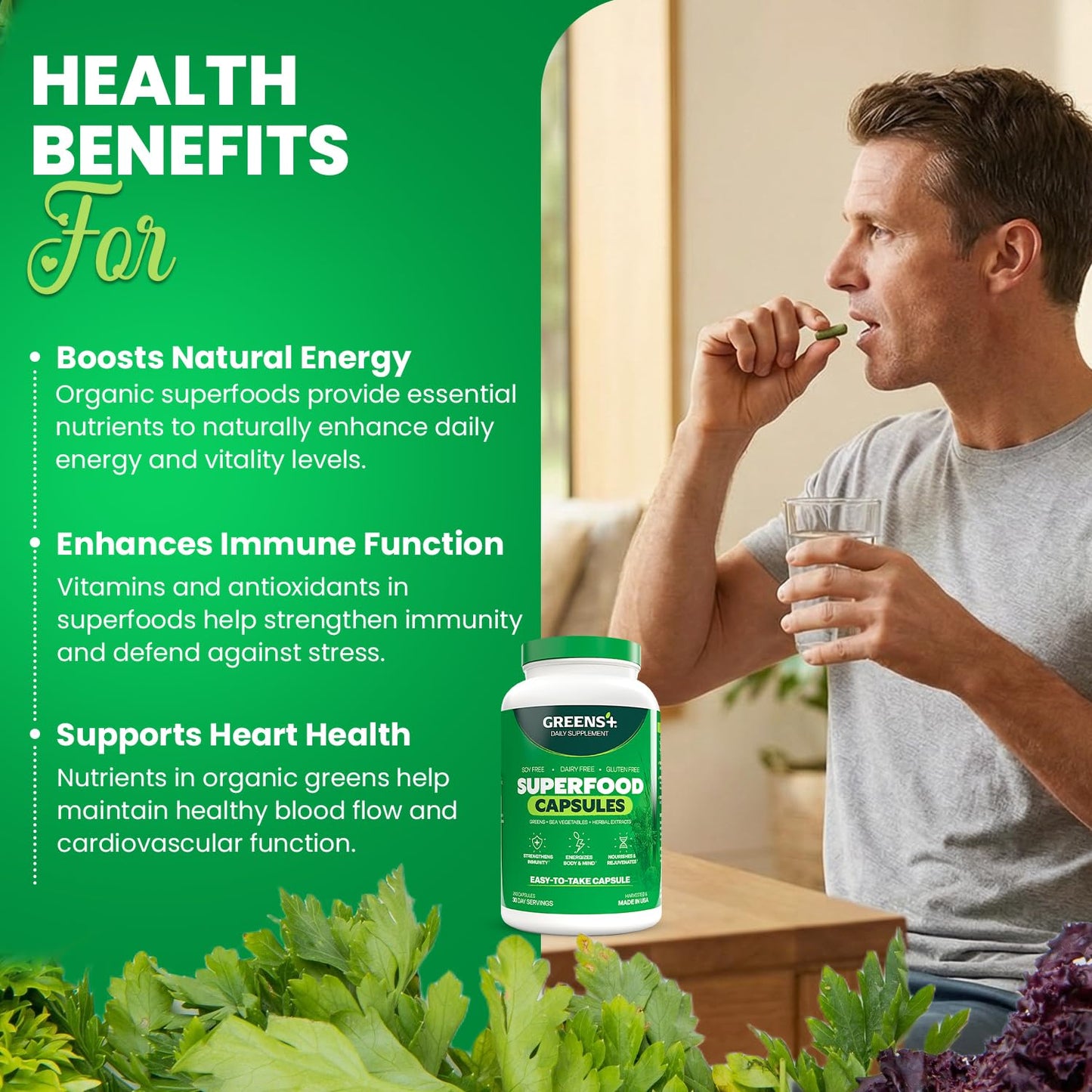 Greens+ Organic Superfood Capsules, 240 Count