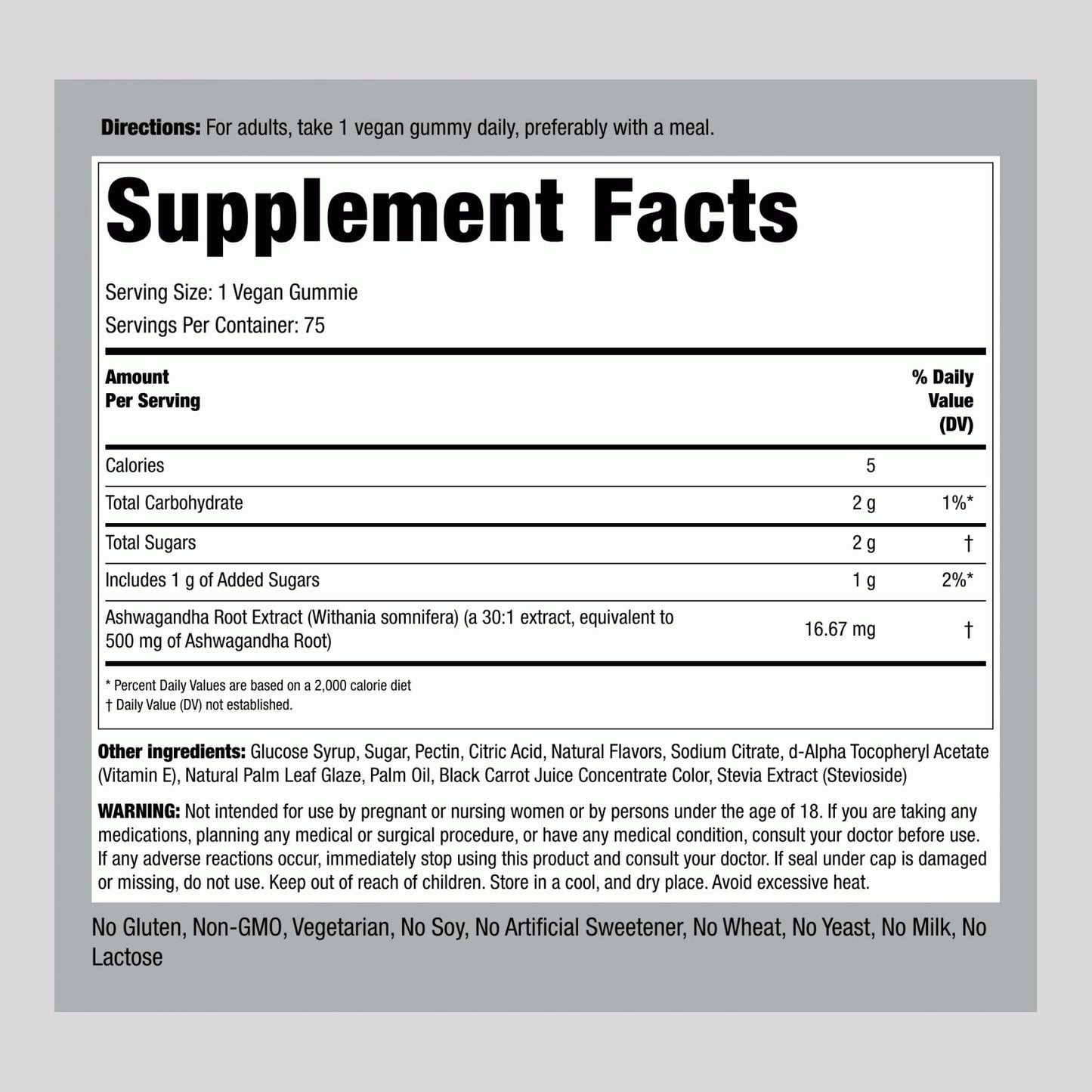 Piping Rock Ashwagandha Gummies 75 Count