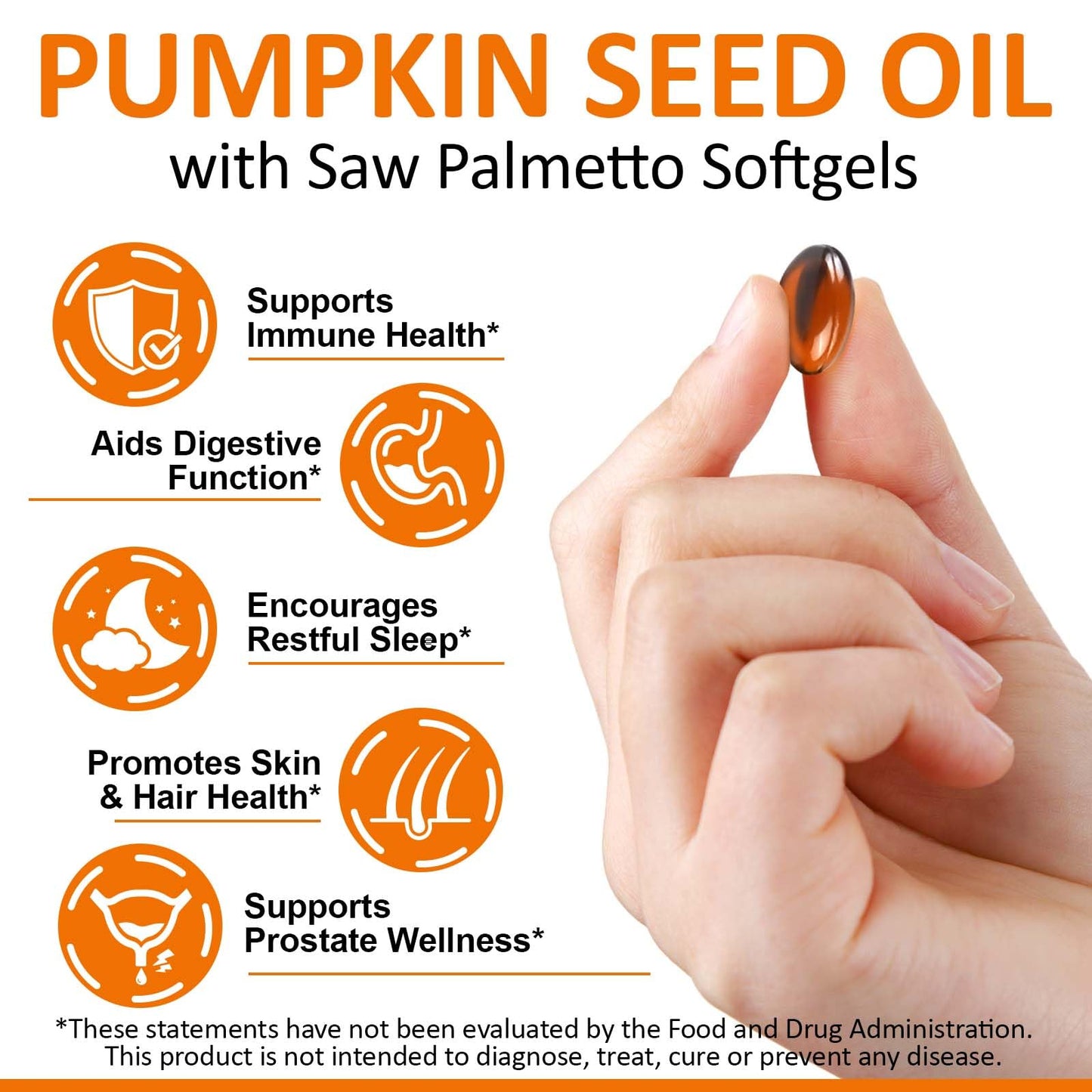 Ruduwu Pumpkin Seed Oil Capsules 2 in 1 with Saw Palmetto Softgels 300