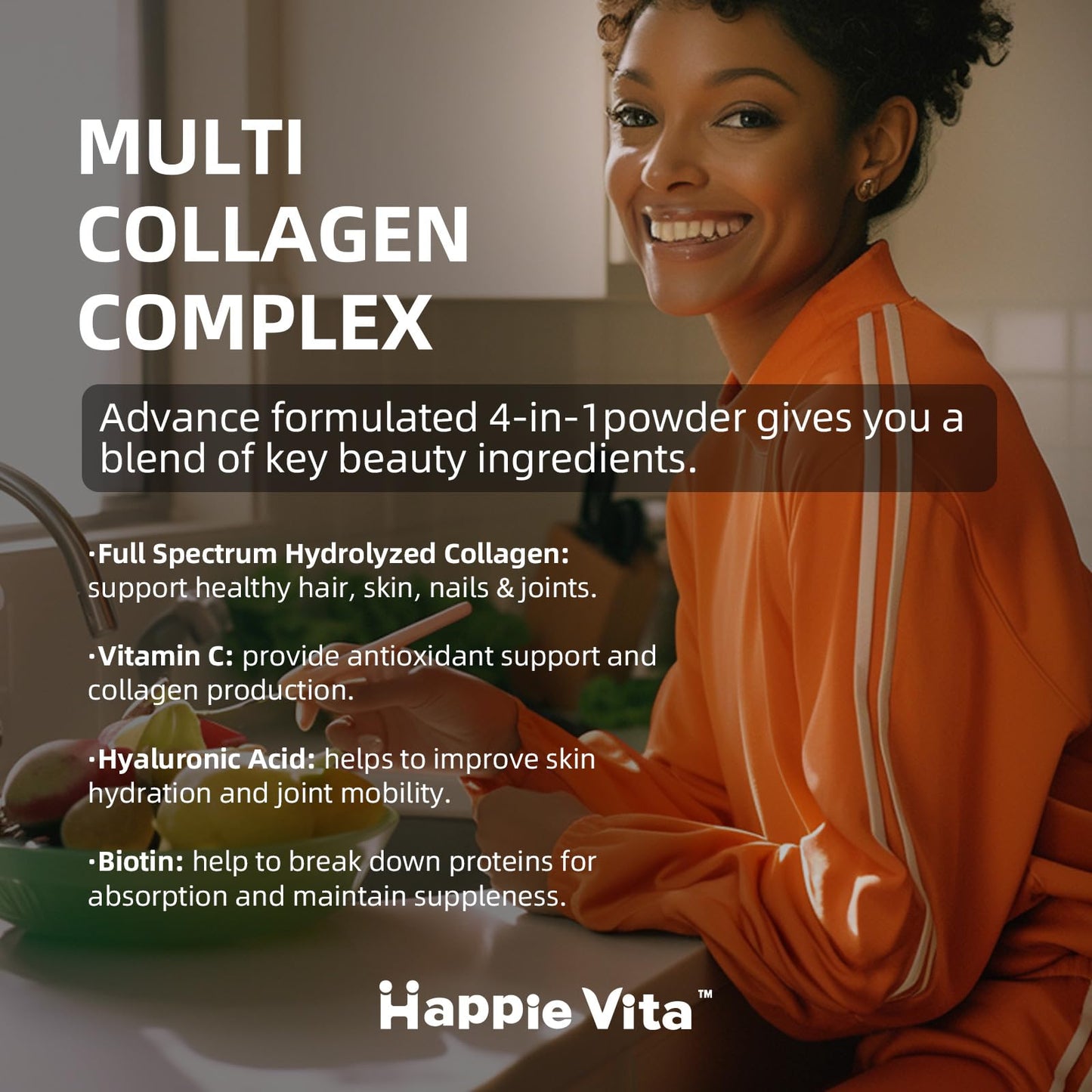 HappieVita Multi Collagen Peptides Powder 18.6