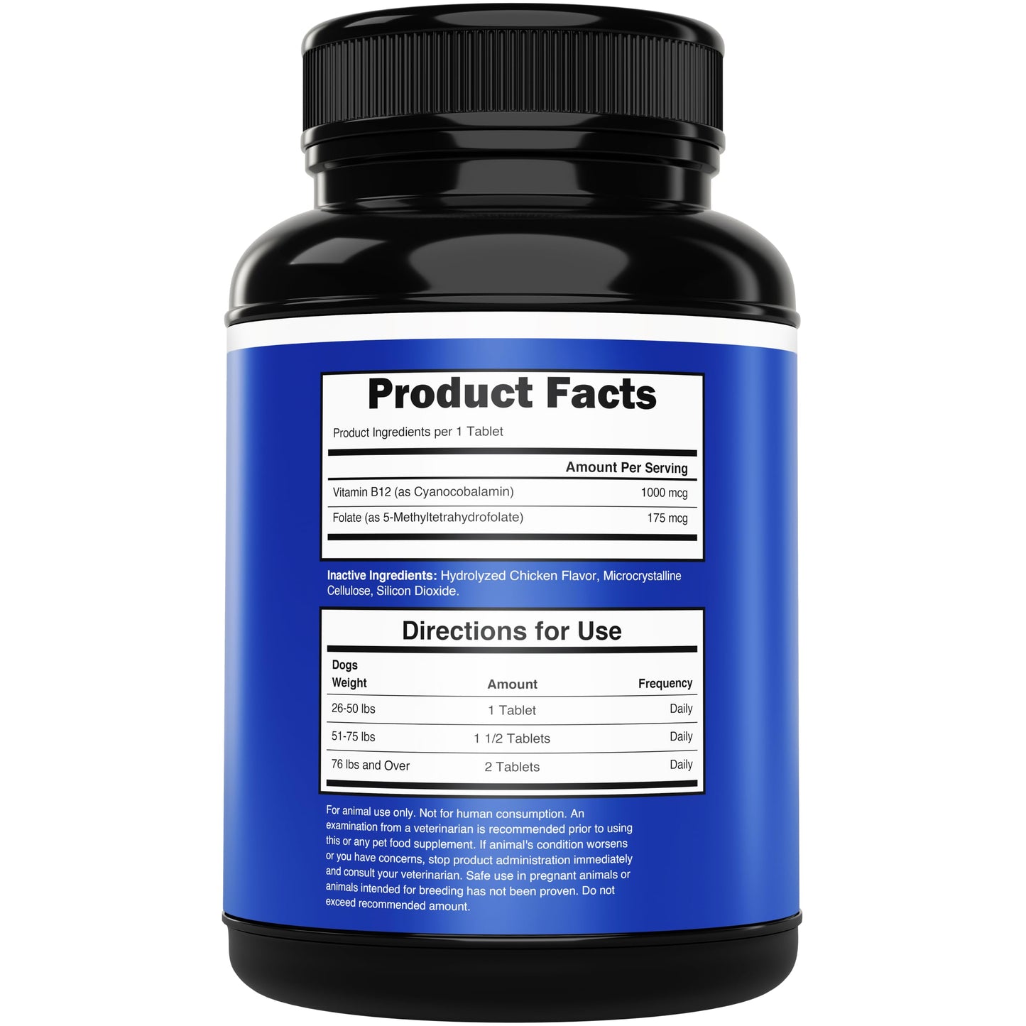 Peak Pets Vitamin B12 Supplement for Medium & Large Dogs Tablet 120 Count