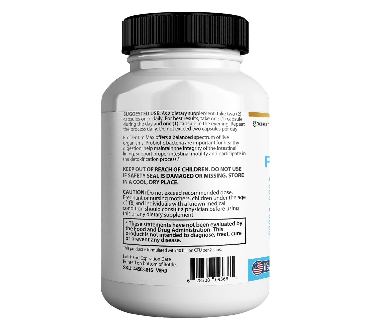 GREENVIFY DentimPure Max Extra Strength Probiotic Supplement with 40 Billion CFU, 240 Capsules