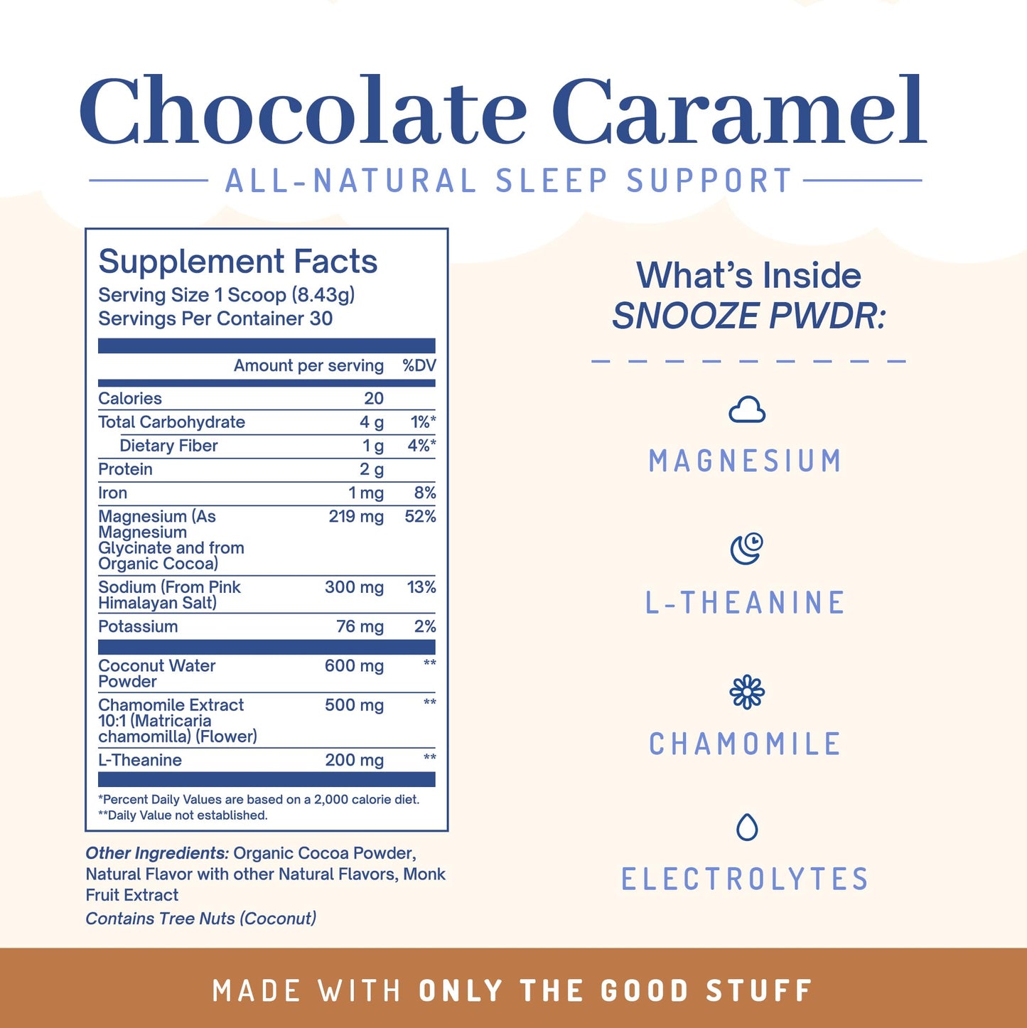 PWDRS Snooze Sleepy Time Hot Chocolate Powder 8.92 Ounce