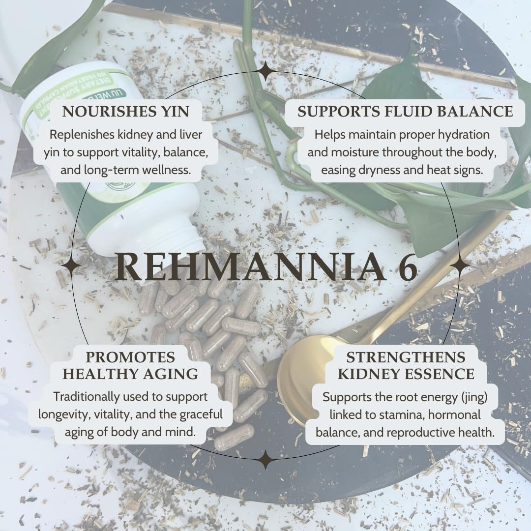 Elanen Naturals Liu Wei Di Huang Wan, Rehmannia 6, Six Flavor Rehmannia, 100 Capsules