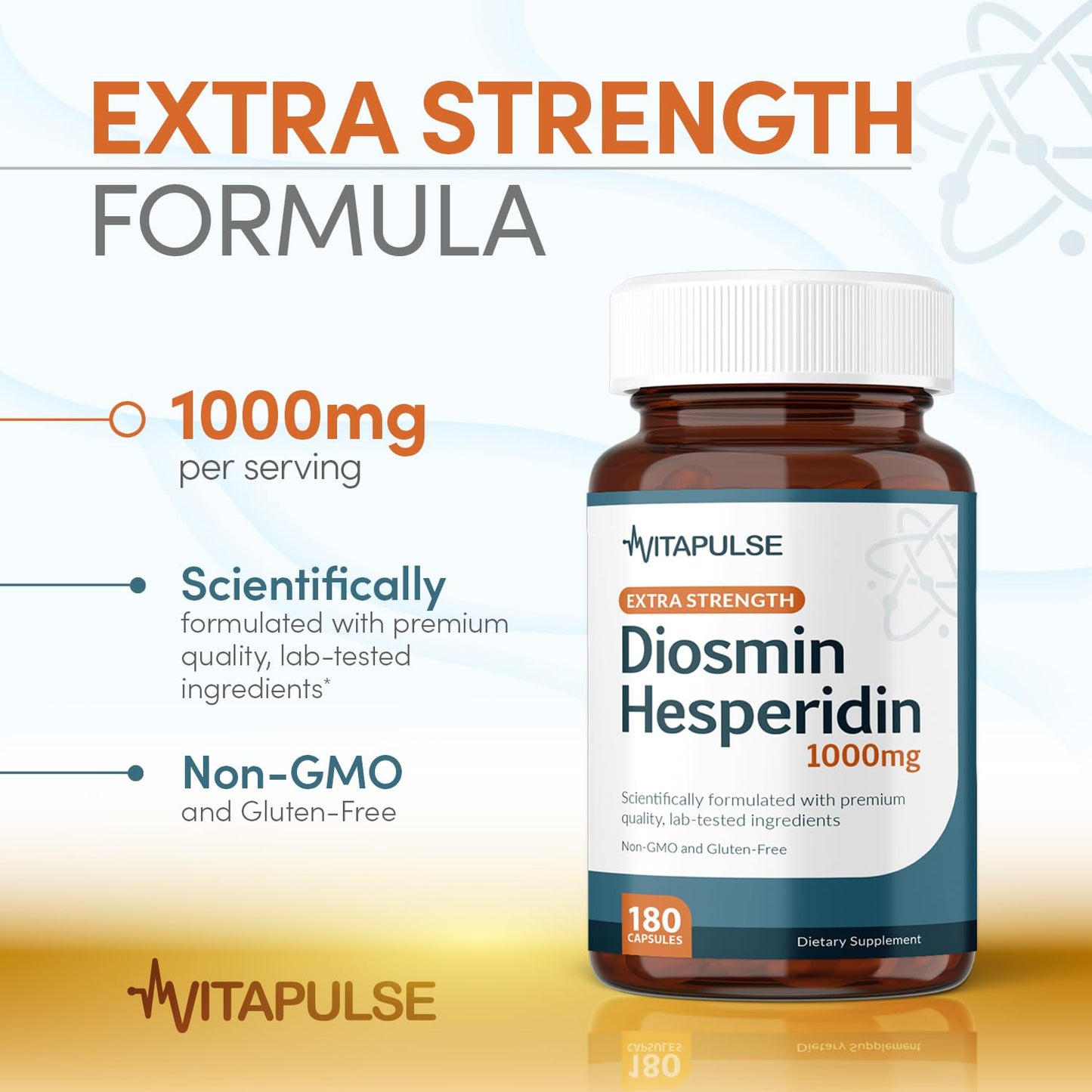 VitaPulse Hesperidin Plus 1000mg Per Serving Capsule 180 Count