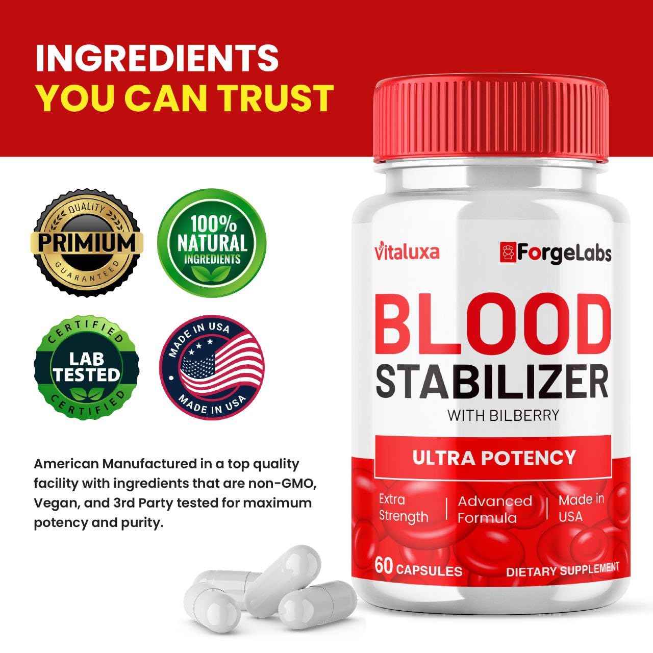 Vitaluxa Blood Stabilizer Capsules, 60 Count