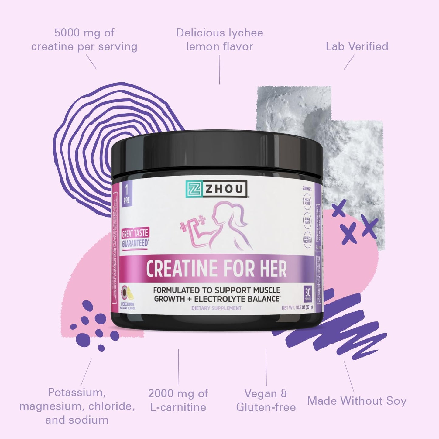 ZHOU Creatine for Her Powder 10.3 oz
