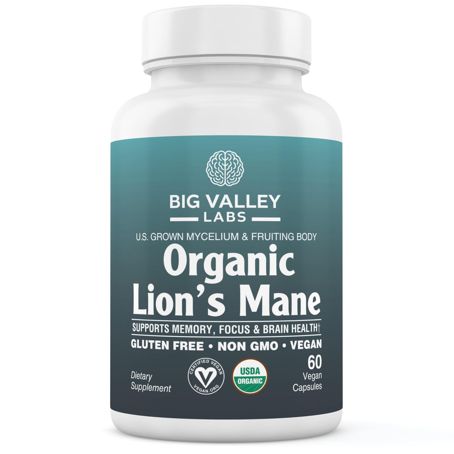 Big Valley Labs Organic Lion's Mane Mushroom Supplement, 60 Capsules