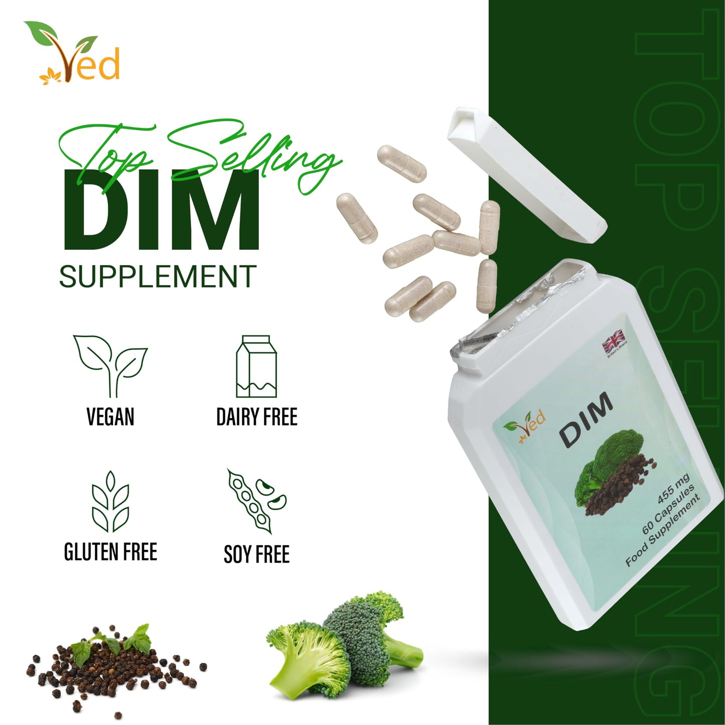 Ved DIM 455 mg per Serving Capsules, 60 Count
