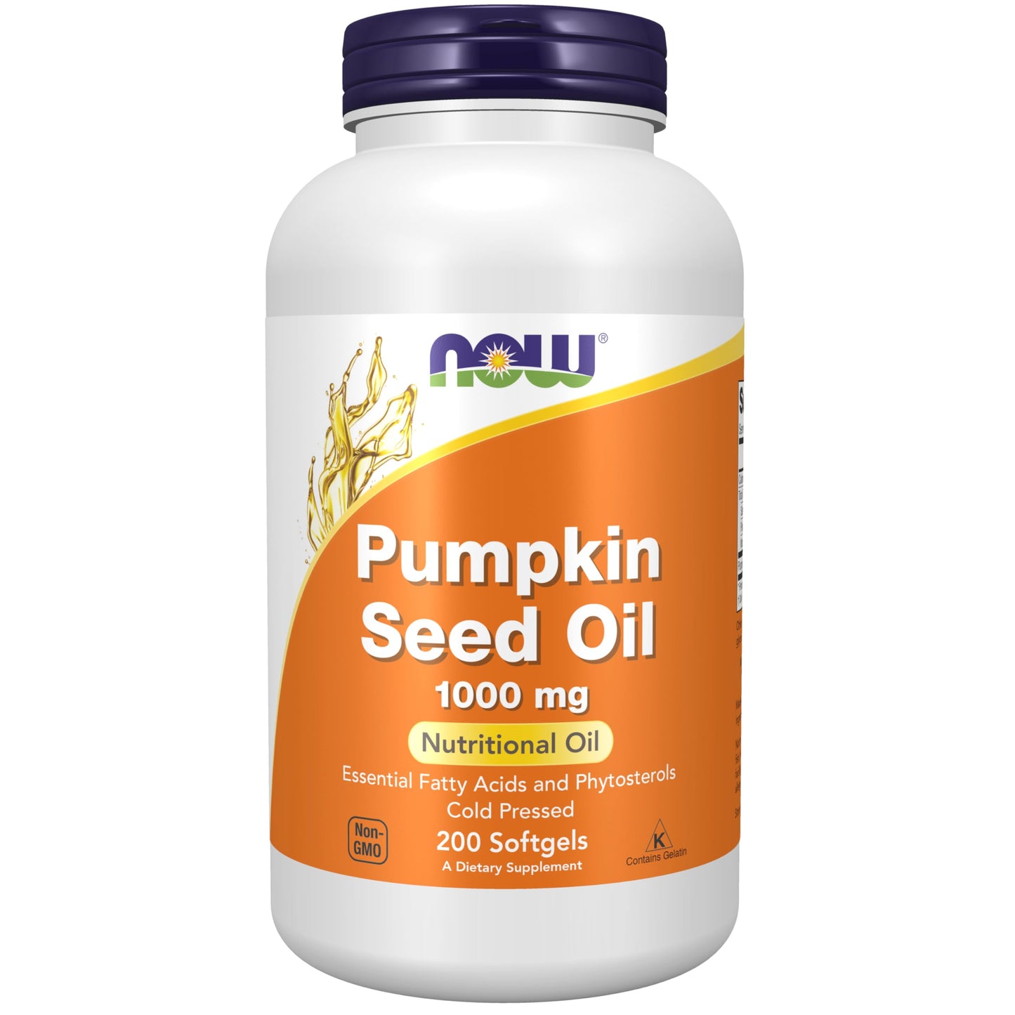 NOW Foods Pumpkin Seed Oil 1000 mg with Essential Fatty Acids and Phytosterols, Cold Pressed, 200 Softgels
