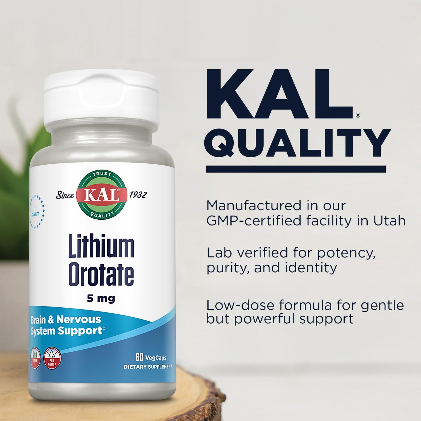 KAL Lithium Orotate 5mg Capsule, 60 Count